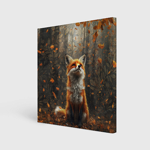 Картина квадратная Довольный лис в лесной чаще / 3D-принт – фото 1