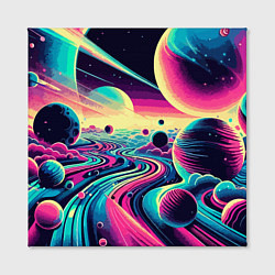 Холст квадратный Неоновый разноцветный космос, цвет: 3D-принт — фото 2