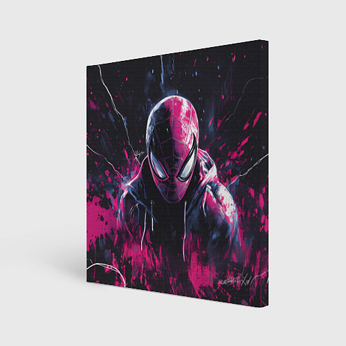 Картина квадратная Человек-паук и розовая краска / 3D-принт – фото 1