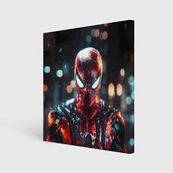 Холст квадратный Человек-паук и вспышки света, цвет: 3D-принт