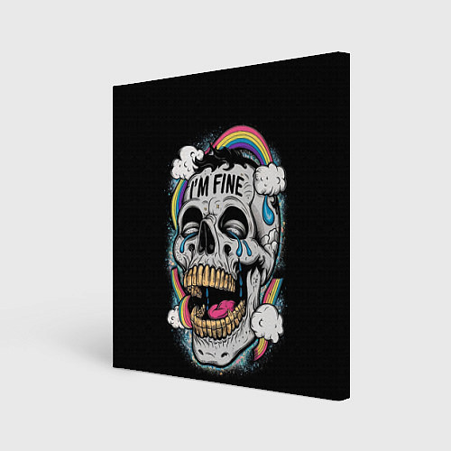 Картина квадратная Skull and rainbow - im fine / 3D-принт – фото 1