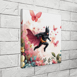Холст квадратный Бэтмен прыгает над цветами и бабочками, цвет: 3D-принт — фото 2