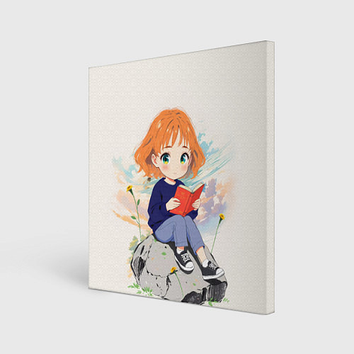 Картина квадратная Аниме девушка и книга / 3D-принт – фото 1