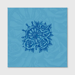 Холст квадратный Штурвал и три розы, цвет: 3D-принт — фото 2