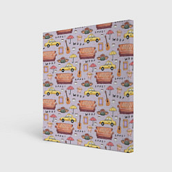 Холст квадратный Друзья - паттерн, цвет: 3D-принт