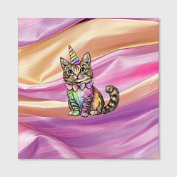 Холст квадратный Котенок в костюме единорога, цвет: 3D-принт — фото 2