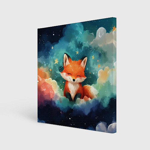 Картина квадратная Лисенок на облаках / 3D-принт – фото 1