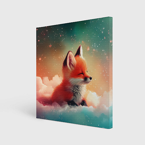 Картина квадратная Милый лисенок спит на облаке / 3D-принт – фото 1