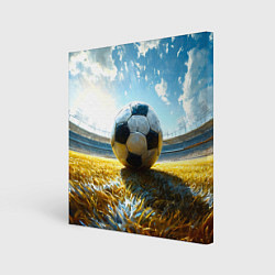 Холст квадратный Футбольный мяч на стадионе, цвет: 3D-принт