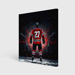 Холст квадратный Хоккеист на черном, цвет: 3D-принт