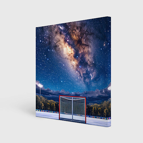 Картина квадратная Хоккейные ворота в ночи / 3D-принт – фото 1