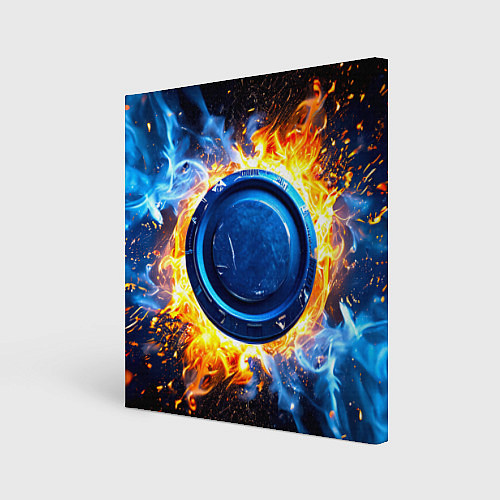 Картина квадратная Шайба в синем пламени / 3D-принт – фото 1