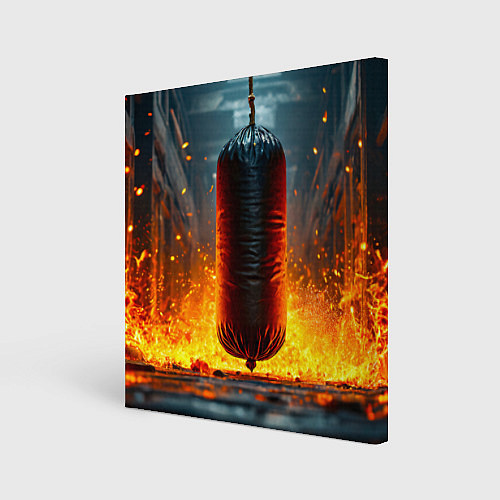 Картина квадратная Боксерская груша в огне / 3D-принт – фото 1