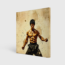 Картина квадратная Брюс Ли на бежевом