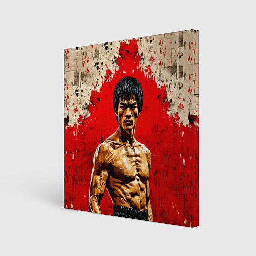Картина квадратная Брюс Ли на красном / 3D-принт – фото 1