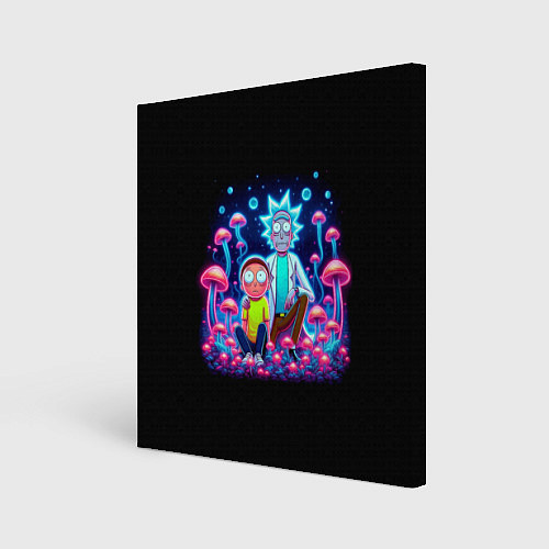 Картина квадратная Неоновые Рик и Морти - нейроарт фантазия / 3D-принт – фото 1