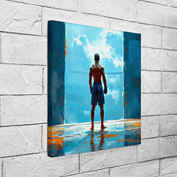 Холст квадратный Кикбоксер в синем, цвет: 3D-принт — фото 2