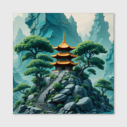 Холст квадратный Буддийский храм в горах, цвет: 3D-принт — фото 2
