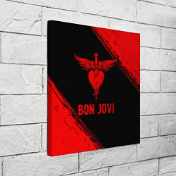 Холст квадратный Bon Jovi - red gradient, цвет: 3D-принт — фото 2