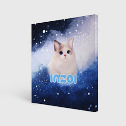 Холст квадратный Inzoi логотип с белой кошечкой, цвет: 3D-принт