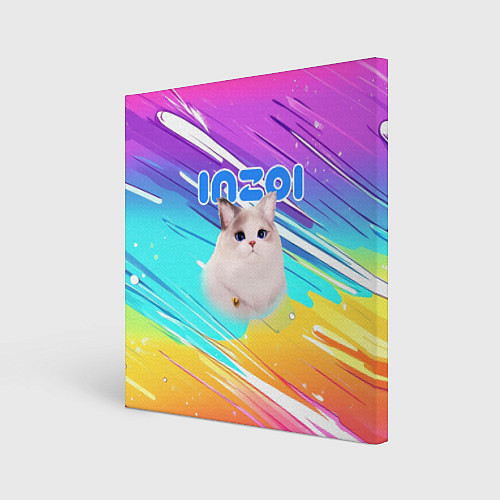 Картина квадратная Inzoi кошечка на радужном фоне / 3D-принт – фото 1