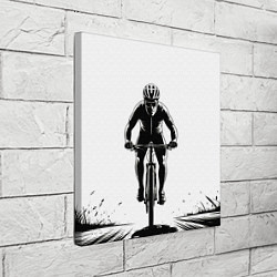 Холст квадратный Велосипедист чб, цвет: 3D-принт — фото 2