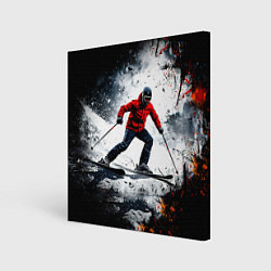 Холст квадратный Лыжник в движении, цвет: 3D-принт