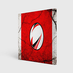 Картина квадратная Красно-белый мяч для регби