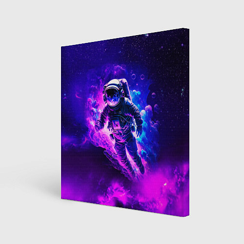 Картина квадратная Космонавт в неоновых облаках / 3D-принт – фото 1