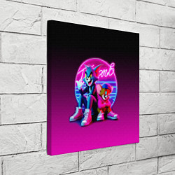 Холст квадратный Tom and Jerry - neon glow fantasy, цвет: 3D-принт — фото 2