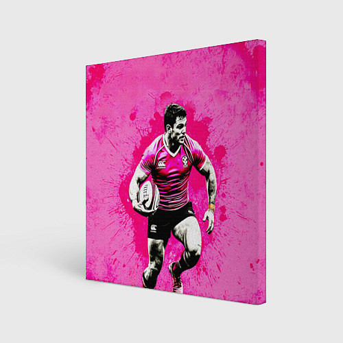 Картина квадратная Регбист на розовом / 3D-принт – фото 1