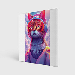 Холст квадратный Кот космонавт удивлен, цвет: 3D-принт