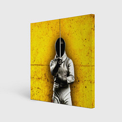 Холст квадратный Фехтовальщик с рапирой на желтом, цвет: 3D-принт