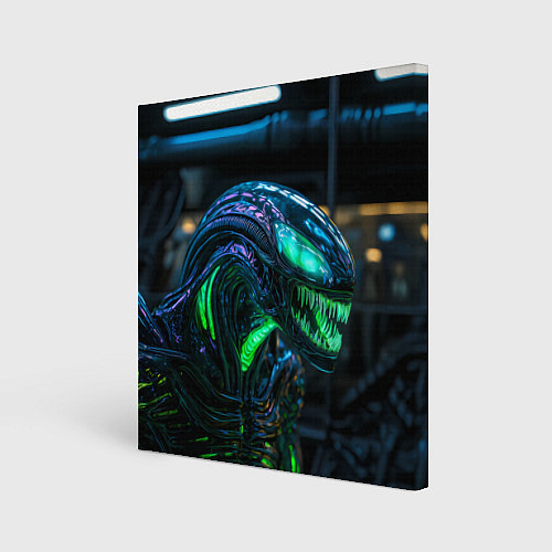 Картина квадратная Чужой с зеленым неоном / 3D-принт – фото 1