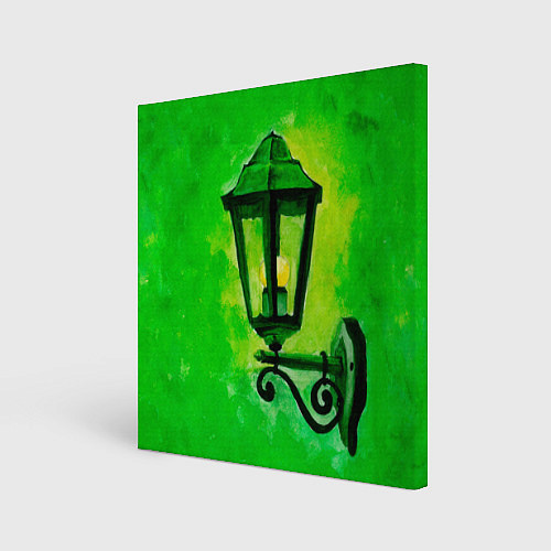 Картина квадратная Уличный зелёный фонарь / 3D-принт – фото 1