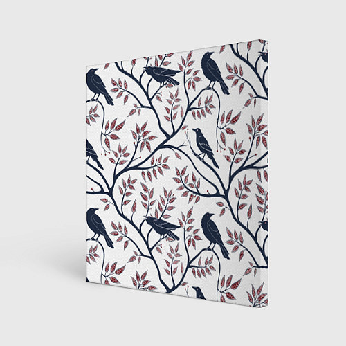Картина квадратная Вороны на ветках / 3D-принт – фото 1