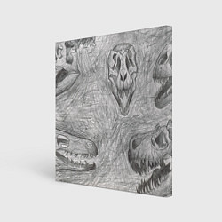 Холст квадратный Черепа динозавров - эскиз, цвет: 3D-принт