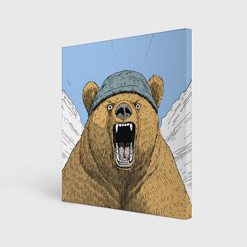 Картина квадратная Злой орущий медведь / 3D-принт – фото 1