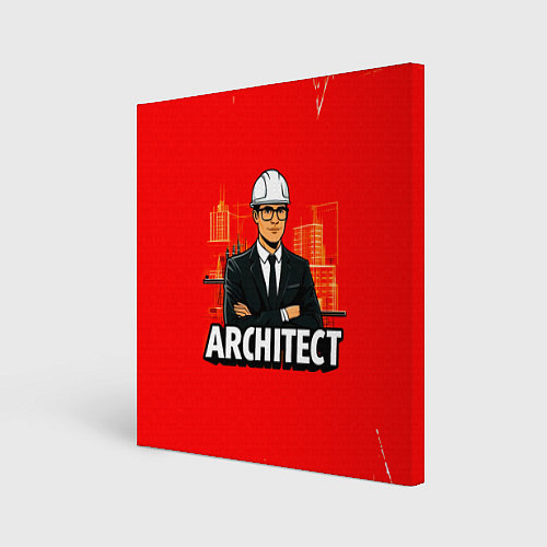Картина квадратная Architect на красном / 3D-принт – фото 1