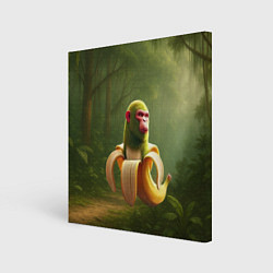 Холст квадратный Шимпанзини бананини ии мем, цвет: 3D-принт