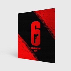 Холст квадратный Rainbow Six - red gradient, цвет: 3D-принт