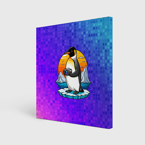 Картина квадратная Пингвин с фотоаппаратом / 3D-принт – фото 1