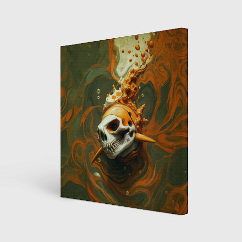 Картина квадратная Оранжевая рыба-скелет / 3D-принт – фото 1