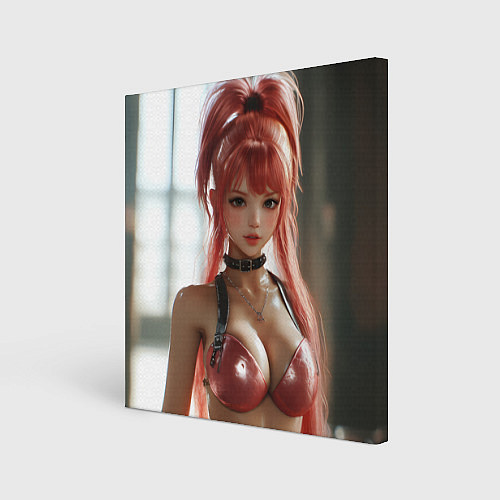 Картина квадратная Рыжая девушка с большой грудью / 3D-принт – фото 1