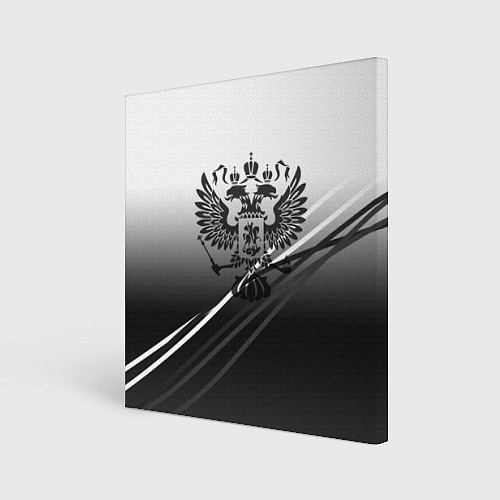 Картина квадратная Герб России градиент в полосами серый / 3D-принт – фото 1