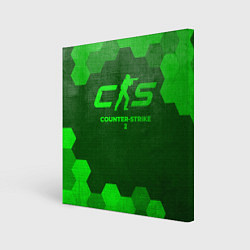 Холст квадратный Counter-Strike 2 - green gradient, цвет: 3D-принт