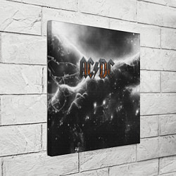 Холст квадратный ACDC металлический лого черно-белая текстура, цвет: 3D-принт — фото 2