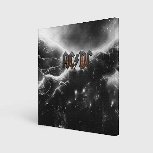 Картина квадратная ACDC металлический лого черно-белая текстура / 3D-принт – фото 1