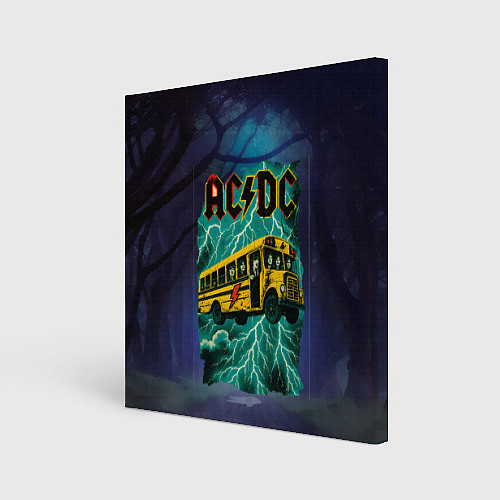 Картина квадратная Летающий автобус с ACDC / 3D-принт – фото 1