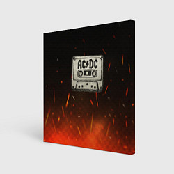 Холст квадратный ACDC лого на кассете, цвет: 3D-принт